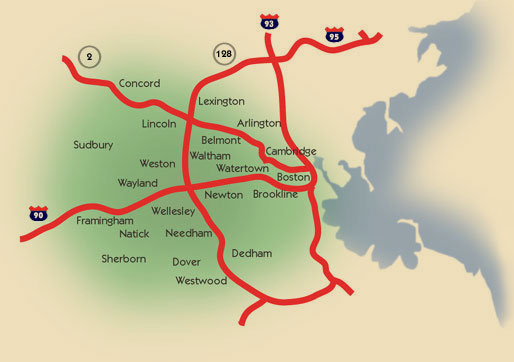Suburbs Of Boston Map